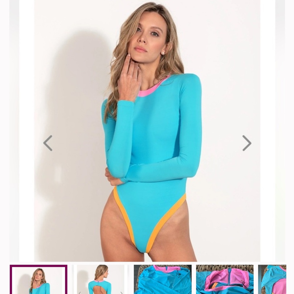 Vibrant Blue Long Sleeve Swimsuit